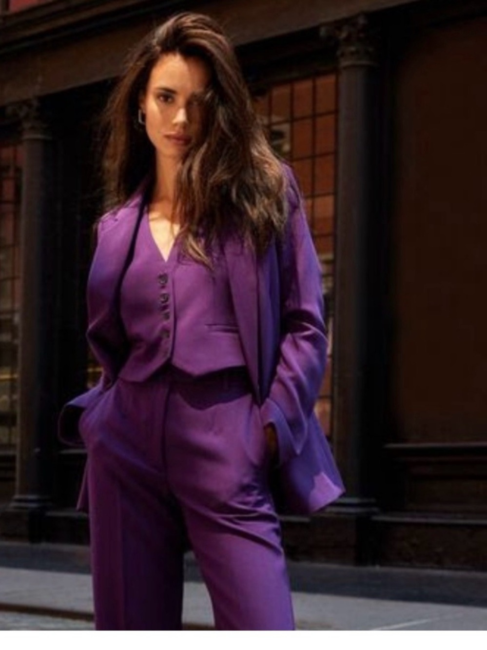 Dynamite Purple Women's Tailored Pantsuit with Vest - Picture 11 of 11